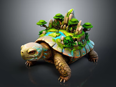 Turtle Back Landscape With Mini Mountains Trees Lake And Greenery 3d model