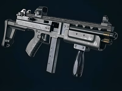 Modern Tactical Assault Rifle Featuring Black Metal Body Attached Sight Magazine And Grip 3d model