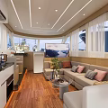Modern Elegant Living Room Interior With Beige Sofa Wooden Floor Large Windows And TV