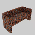 Stylish Orange Double Sofa with Decorative Eye Printed Pattern Design