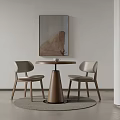 Minimalist Modern Round Table And Two Chairs Set For Living Interior 3d model