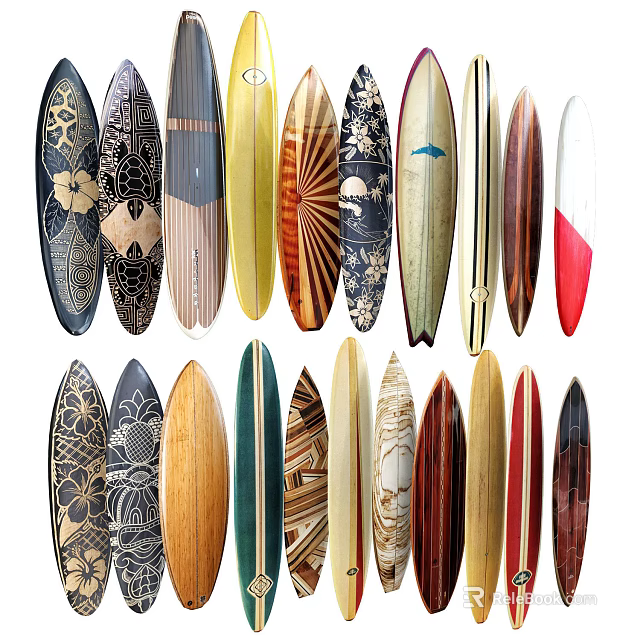 Play Equipment Surfboards With Multiple Designs Colorful Prints And Diverse Materials For Fun Activities 3d model 