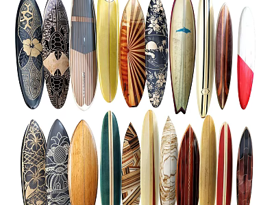 Play Equipment Surfboards With Multiple Designs Colorful Prints And Diverse Materials For Fun Activities 3d model