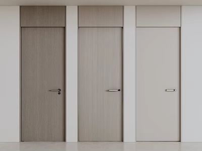 Modern Hinged Doors with Simple Design in Wood Tones for Home Interior Decor 3d model