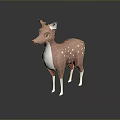 Pink Spotted Deer Figurine With White Belly And Legs Standing On Shiny Surface