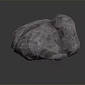 3D Rendered Natural Rough Stone Rock with Dark Reflective Background Surface