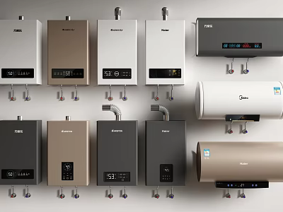 Household Appliances Various Water Heaters With Modern Design And Different Styles For Home Use 3d model