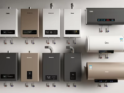 Household Appliances Various Water Heaters With Modern Design And Different Styles For Home Use 3d model