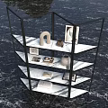 Modern Bookcase With Black Frame White Shelves Decorative Items Photo Frame Vase And Books