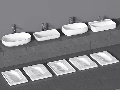 Modern wash basin, wash basin, squatting pan, squatting pan 3d model