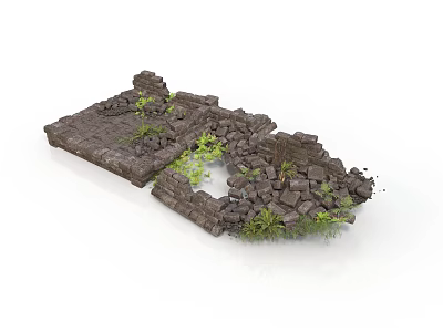 Modern Stone Wall And Green Plants In Contemporary Outdoor Space 3d model