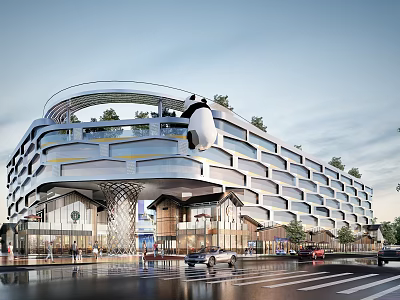 Modern School Building With Unique Architectural Design Green Roof And Geometric Facade 3d model