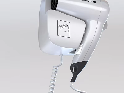 Wall Mounted Hair Dryer With Modern Silver Design 3d model