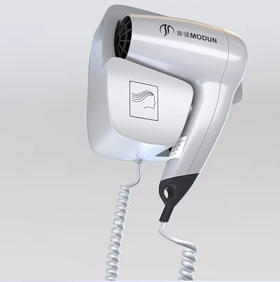 Wall Mounted Hair Dryer With Modern Silver Design 3d model