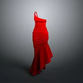 Elegant Red One Shoulder Ruched Mermaid Evening Dress With Flowy Hem