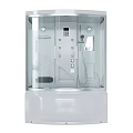Modern Shower Sauna With Transparent Glass Door Multiple Showerheads And Control Panel