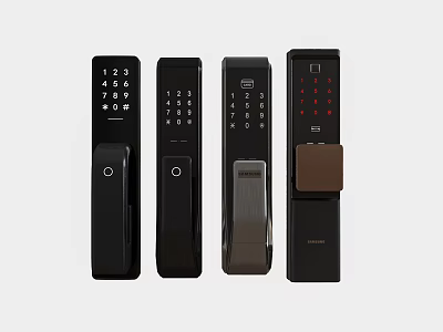 Modern Smart Door Handles With Various Styles Digital Keypad And Fingerprint Features 3d model