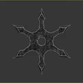 Star Shaped Metal Weapon With Sharp Blades Textured Surface And Central Hole