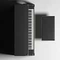 Black Upright Piano With Wooden Bench And Classic Keyboard Musical Instrument Design