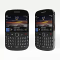 Two Mobile Phones Featuring QWERTY Keyboard Screen Display Time Scenery Background And App Icons