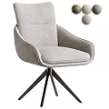 Modern Soft Light Grey Linen Fabric Upholstered Swivel Armchair With Durable Metal Star Base