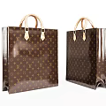 Stylish Brown Patterned Bags With Beige Handles And Metal Buckles Design