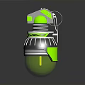 Green And Silver Grenade Weapon With Metal Components And Pull Pin Design