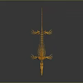 Detailed 3D Yellow Aquatic Dinosaur Skeleton Model With Long Tail And Fins