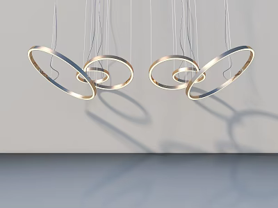 Modern Hinged Door Design With Gold Circular Pendant Lights And White Wall 3d model
