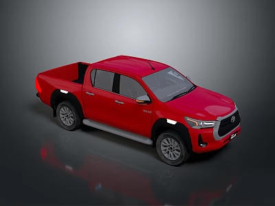 Red Double Cab Pickup Truck With Modern Exterior And Cargo Bed 3d model