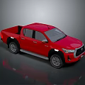 Red Double Cab Pickup Truck With Modern Exterior And Cargo Bed
