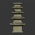 Traditional Multi Tiered Stone Pillar With Stacked Layers And Textured Surface