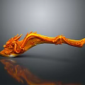 Orange Dragon Sculpture With Detailed Carving Curved Body And Intricate Scales Design