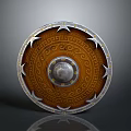 Ornate Round Shield With Intricate Patterns Metal Center And Spiked Edges