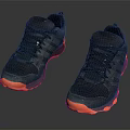 Dark Blue Lace Up Sneakers with Orange Soles and Sporty Casual Design