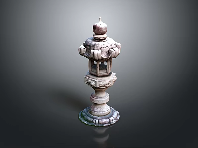Traditional Japanese Stone Lantern With Carved Details And Decorative Garden Structure 3d model