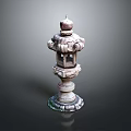 Traditional Japanese Stone Lantern With Carved Details And Decorative Garden Structure