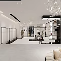 Modern Clothing Store Interior Design With Clothing Racks Glass Counter And Chandelier Lighting