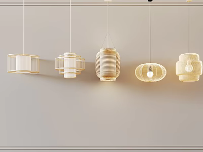 Modern Minimalist Pendant Lights With Woven Wooden Designs For Interior Decor 3d model