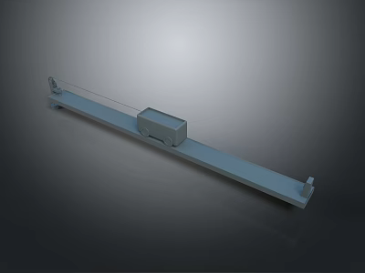 Gray Metal Long Mechanical Bar With Rectangular Component And Smooth Surface 3d model