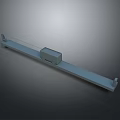 Gray Metal Long Mechanical Bar With Rectangular Component And Smooth Surface 3d model