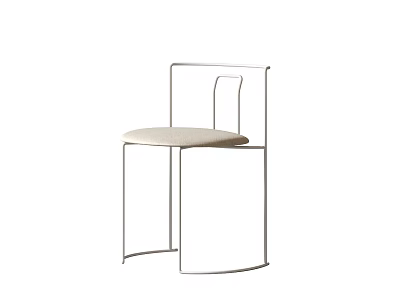 Modern Single Chair With Metal Frame And Beige Padded Seat Design 3d model