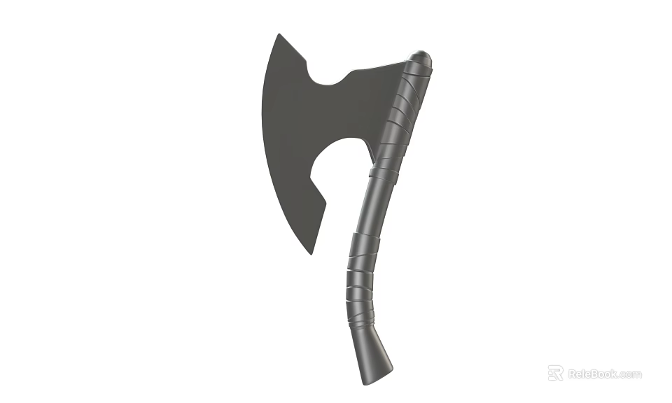 Black Axe Weapon With Textured Metal Handle And Sharp Blade Design 3d model 