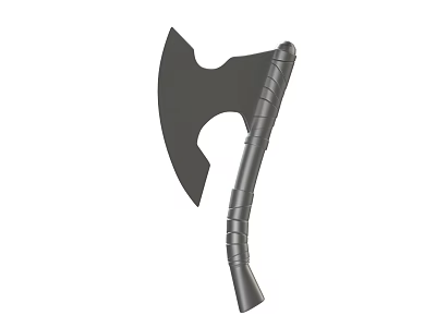 Black Axe Weapon With Textured Metal Handle And Sharp Blade Design 3d model