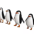 Adorable Penguin Decorative Ornament Set With Four Stylish Black And White Figures