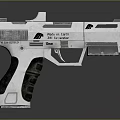 Futuristic Silver Pistol With Black Textured Grip And Nexus 7 Tech Design