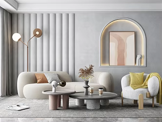Nordic Living Room Minimalist Furniture 3d model