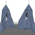 Light Blue Hanging Tents With Star And Moon Decorations For Kids Room Decor