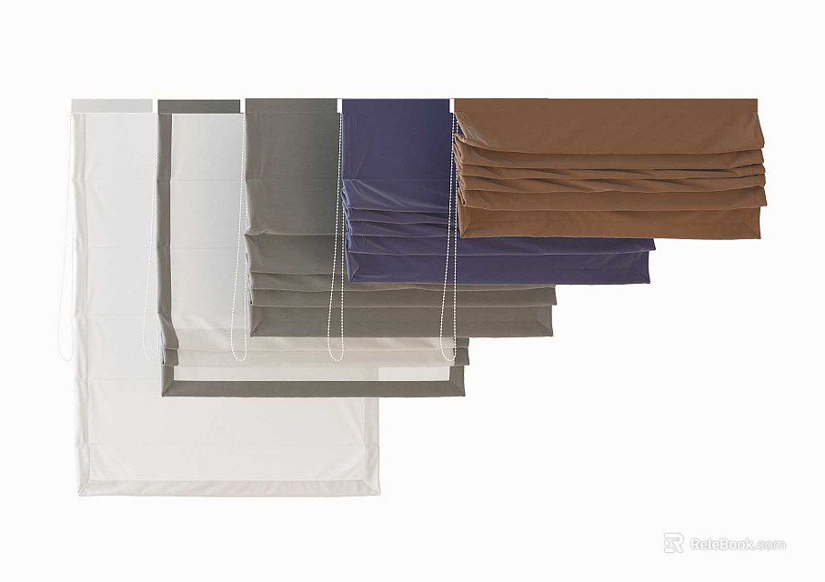 Stylish Roman Blinds with Various Color Options for Home Window Decor 3d model 
