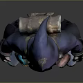 Man In Purple Hooded Robe With Decorative Belt And Mystical Accessories
